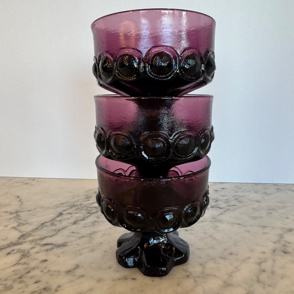 Set of 3 Tiffin Franciscan Madeira Glass Sherbet Cups. Vintage Amethyst Glass. - Picture 12 of 12